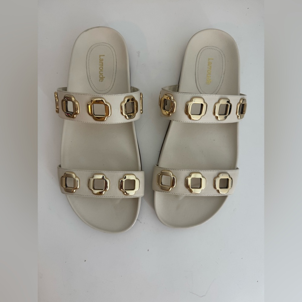 Larroudé Milan Slide In Ivory Leather 9.5 ivory leather - Picture 5 of 12